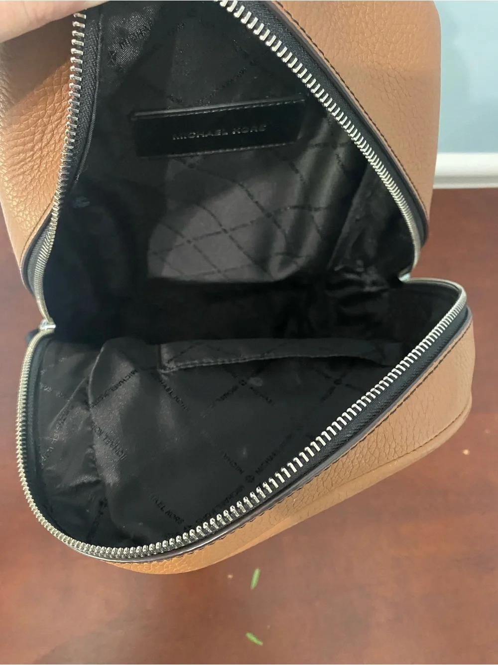 Michael Kors Camel Pebbled Leather Sling Backpack